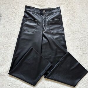 Zara Black Faux Leather Wide Pants